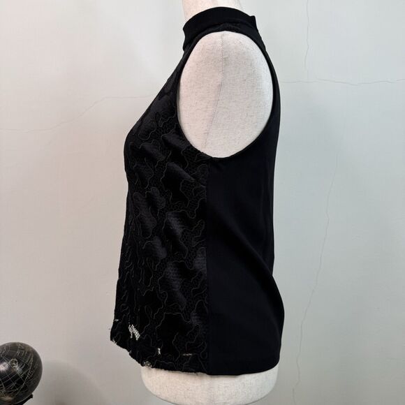 ALC Womens Sleeveless Top Black Camo Lace Mesh Size 0 Edgy Goth Witchy Designer - Picture 6 of 13